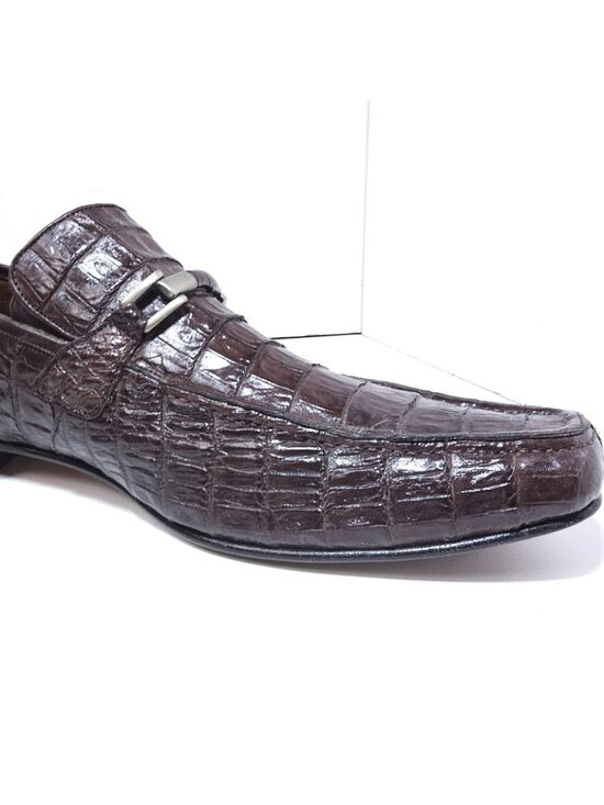 Los Altos Caiman Crocodile Belly Loafers – Brown, Size 13 main image 13